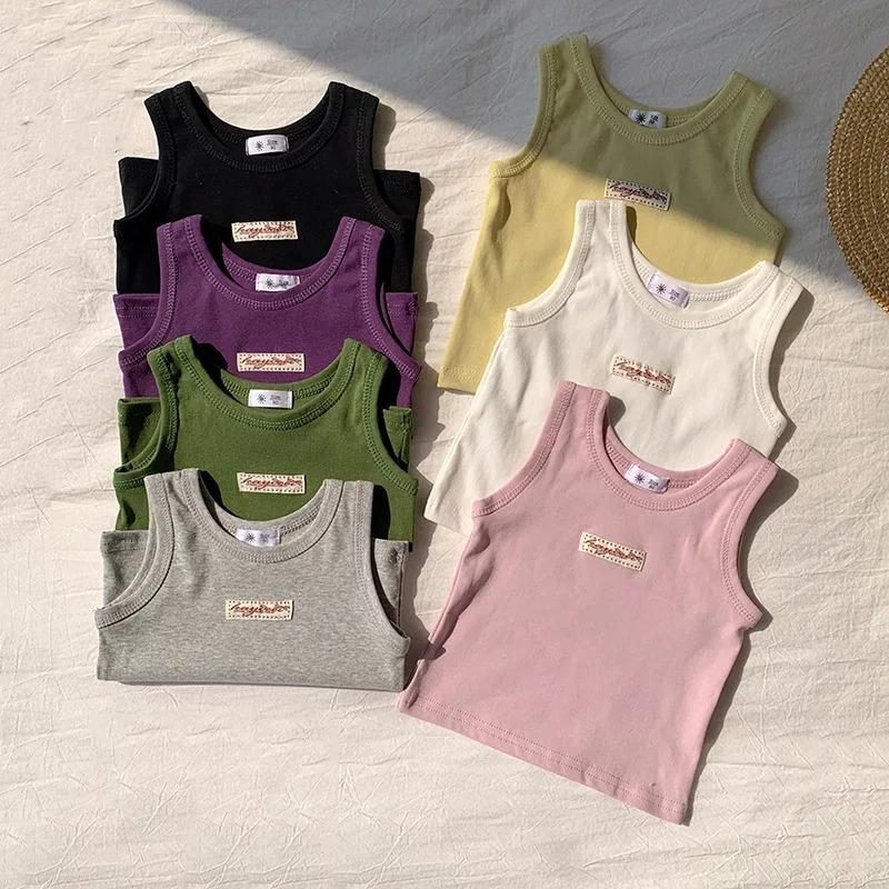Mode Barn T-shirt Flickor Pojkar Väst Barn Sommarkläder Ärmlös