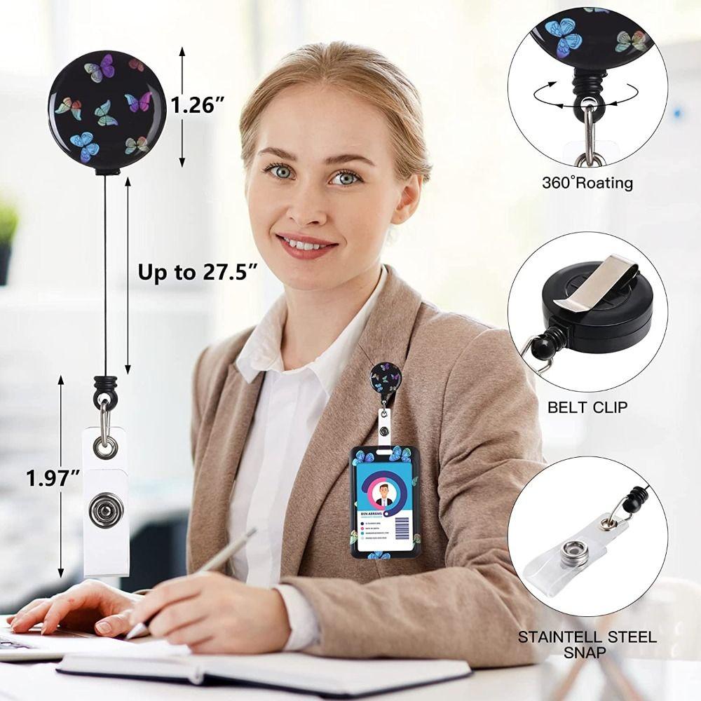 Office Supplies Identity Tag Badge Case ID Protector Bage Clips Card Holder with Retractable Reel