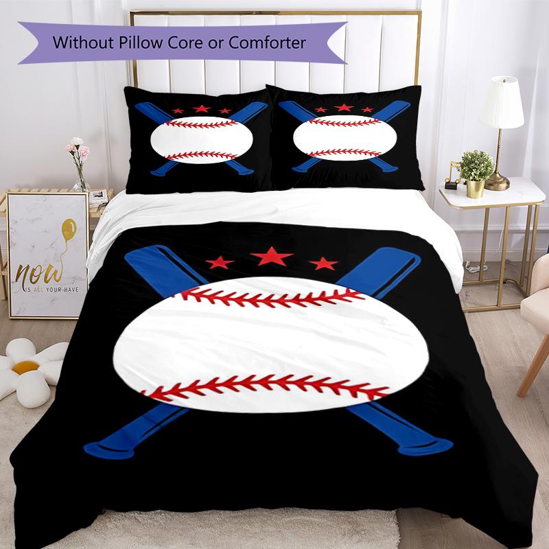 3pcs Baseball Bedding Set Duvet Cover Closure Includes 1 Duvet Cover & 2 Pillowcases, Soft and Comfortable for All Seasons.
