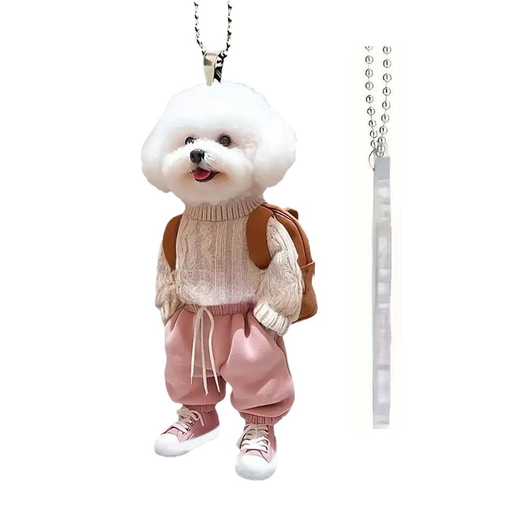 Creative Puppy Man Backpack Rearview Mirrors Pendant Decoration Auto Accessories Car Mirror Rearview Gifts Suspension Styli C6B3