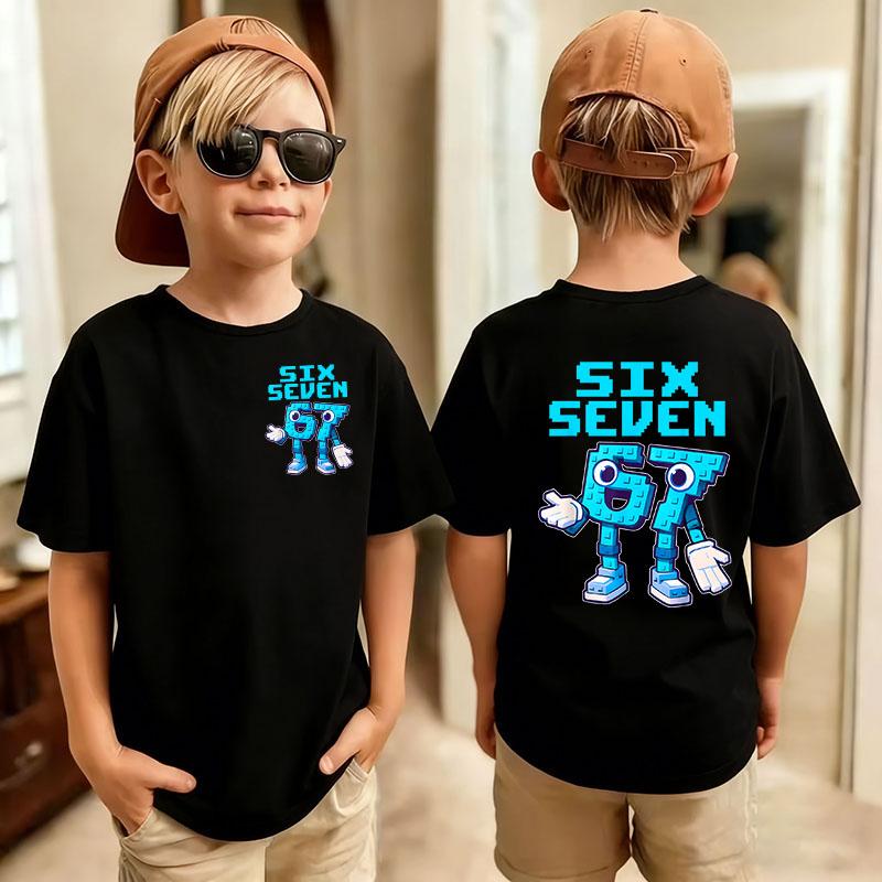 Cute Funny Six Seven Italian Brainrot 67 Number Graphic Print TShirt BoyGirl Summer Short Sleeved Kids Comfortable Tshirt Top