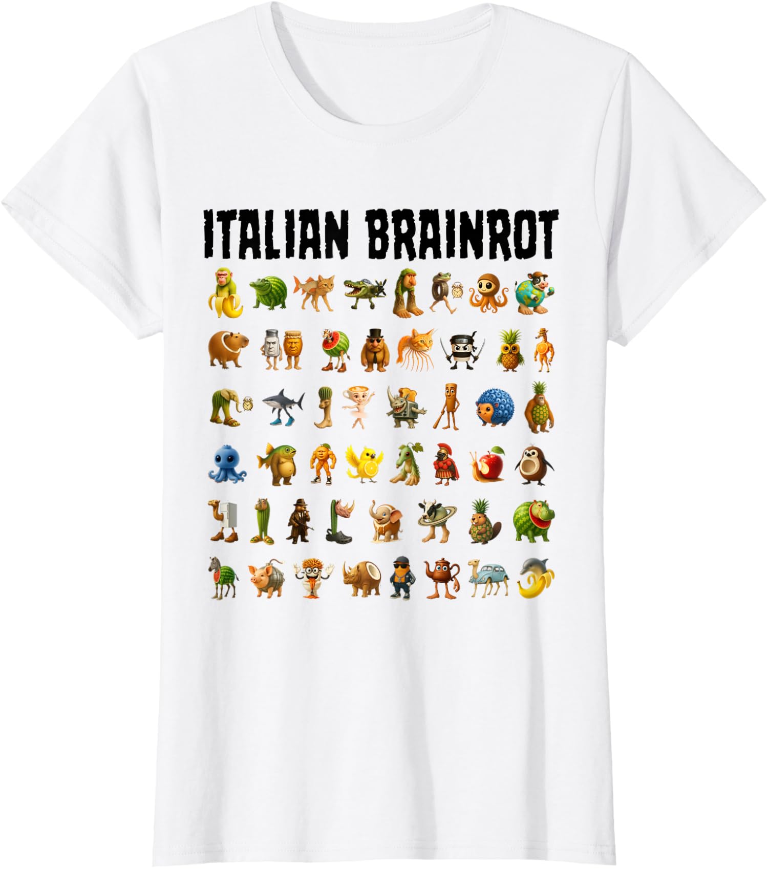Italian Brainrot Funny Memes Gen-Z Ladies  Crewneck T-Shirt Unisex T-Shirt XXXL