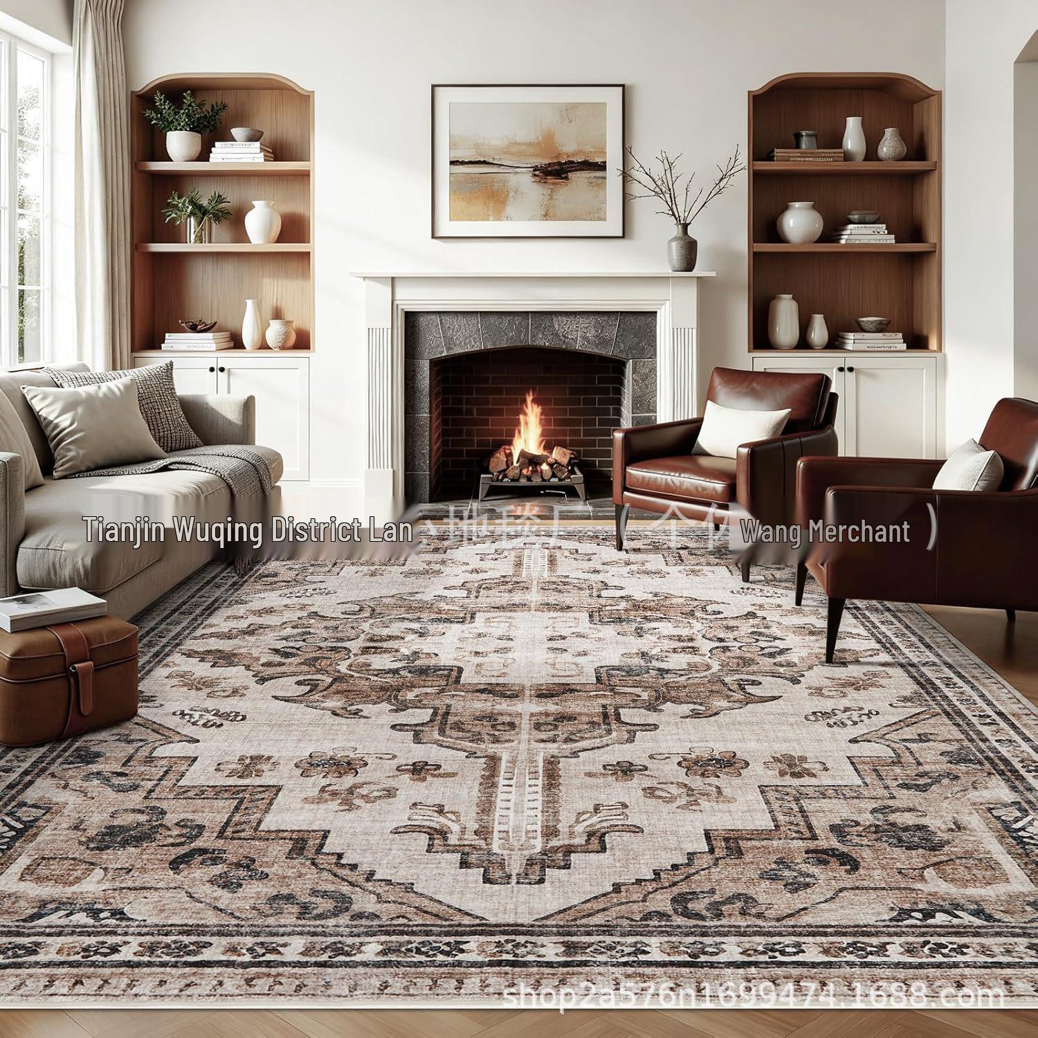 

Persian Living Room Rug - Easy-Clean, Dirt-Resistant Mat for Coffee Table or Bedroom 40x60cm