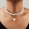 Chain Retro Zinc Zinc Alloy Simple Pearl Necklace Korean Style Necklace Double-layer Female Clavicle Chain