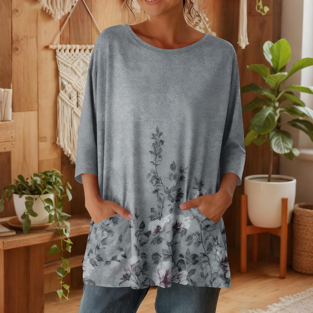 Damen 3/4-Ärmel Shirts Grafik-T-Shirts Shirts Lässige Basic-Tops Pullover