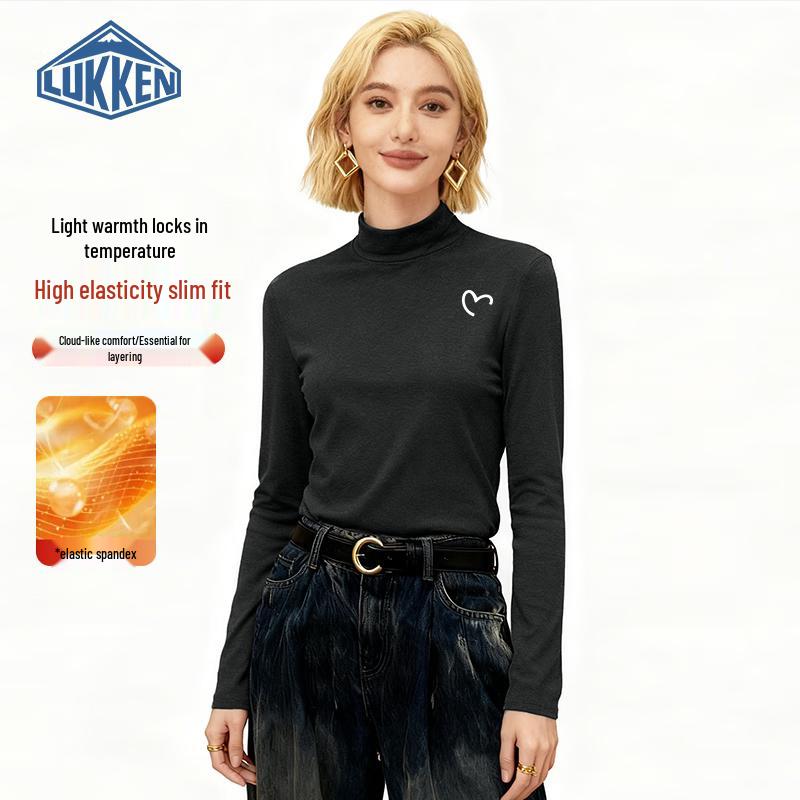 LUKKEN Women s Faux Fleece Stand Collar Long Sleeve Top with Heart Pattern M