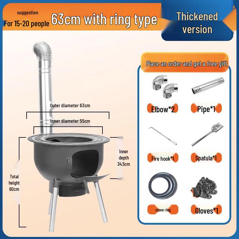 Outdoor Portable Smokeless Firewood Stove: Multi-Functional Large Pot Stand for Rural Homes