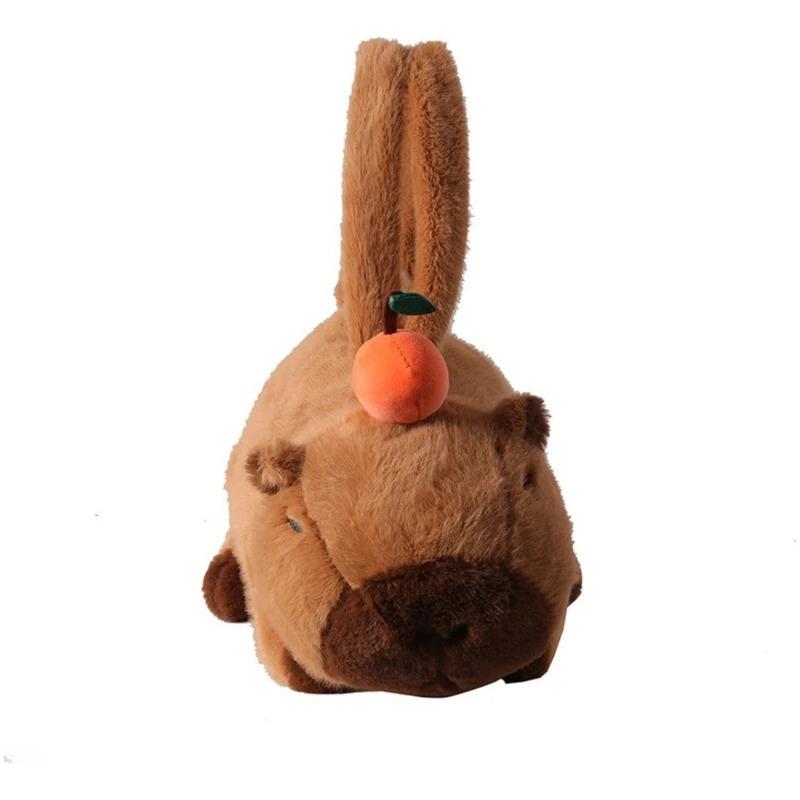 Adorable Plush Capybara Backpack Large Capacity Convertible Crossbody Shoulder Bag for Travel Daily Use