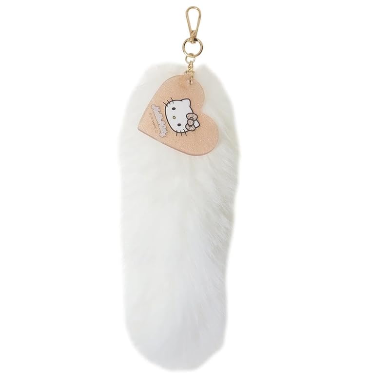 

hello kitty fur keychain white