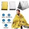 Emergency Thermal Poncho Blanket Lightweight Folding Water Resistant Windproof Sunshade Reusable First Aid Camping Mat Pad Cover