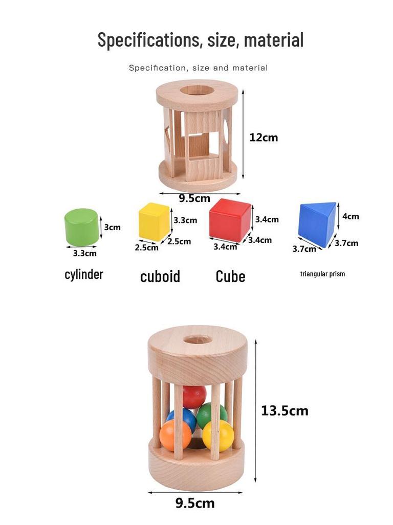 Montessori Wooden Toddler Learning & Sensory Building Blocks Box