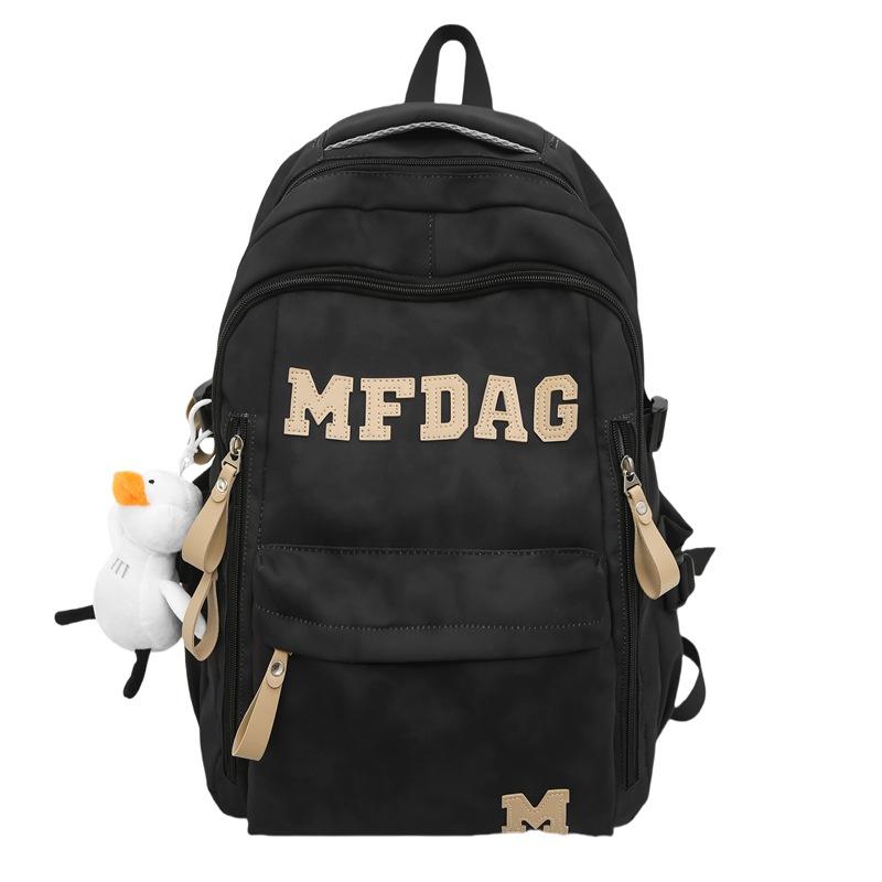 School Bag High Value Letter Back Couple Solid Color Casual Simple Light Outdoor Large Capacity