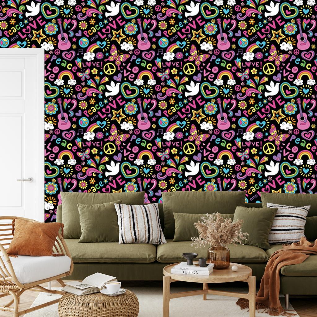 Colorful Girls Wallpaper Pattern for Living Room and Bedroom 50x1000