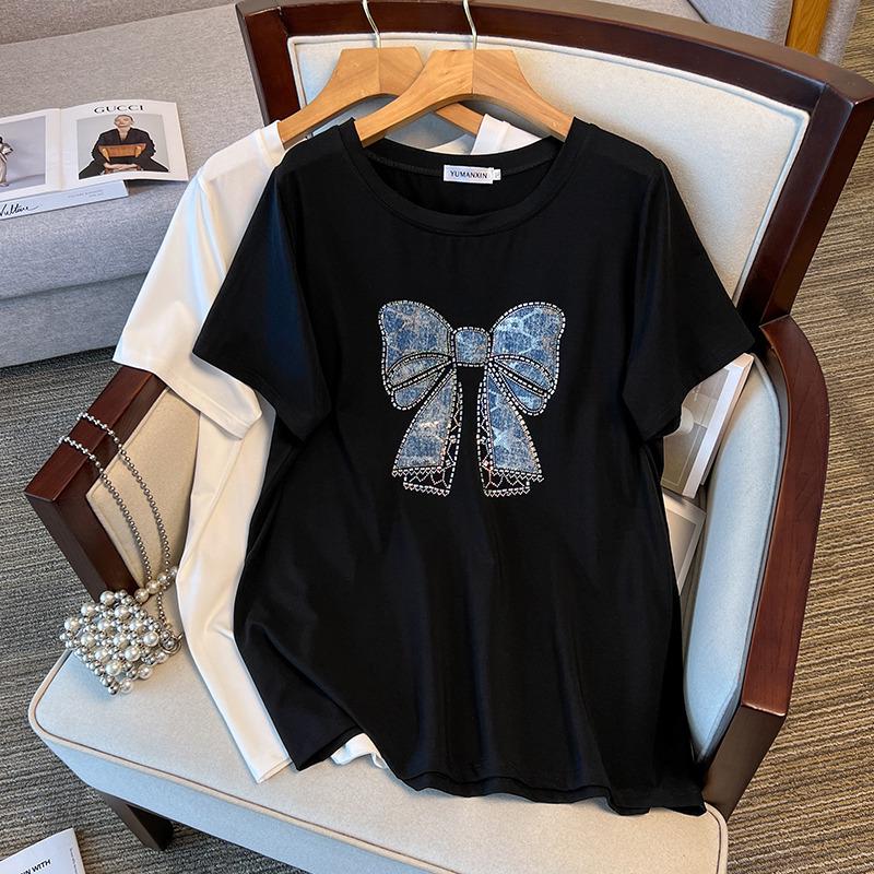 

Women s Plus Size Mid-Length Round Neck Short-Sleeve T-Shirt (Sizes 200-350 catties) 3XL білий