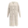 Women's Solid Color Long Sleeved Knee Length Knitted Cardigan, Lazy Trend, Medium Long Hair Jacket