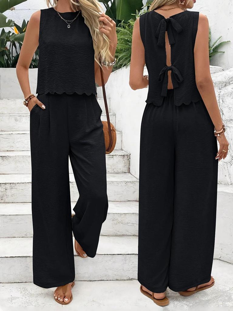 2026 Summer Women's Sleeveless Vest & Casual Long Pants Set - New European & American Fashion