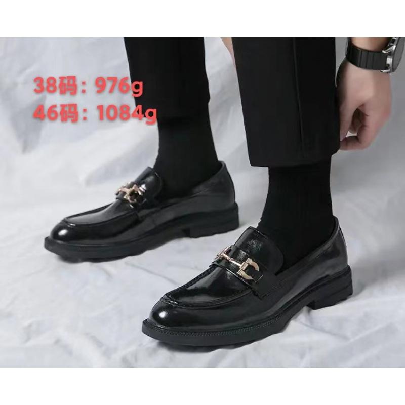 

Large size lace-up one-pedal casual leather shoes glossy foot cover business lazy shoes hairstylist black leather shoes men 46 чёрный