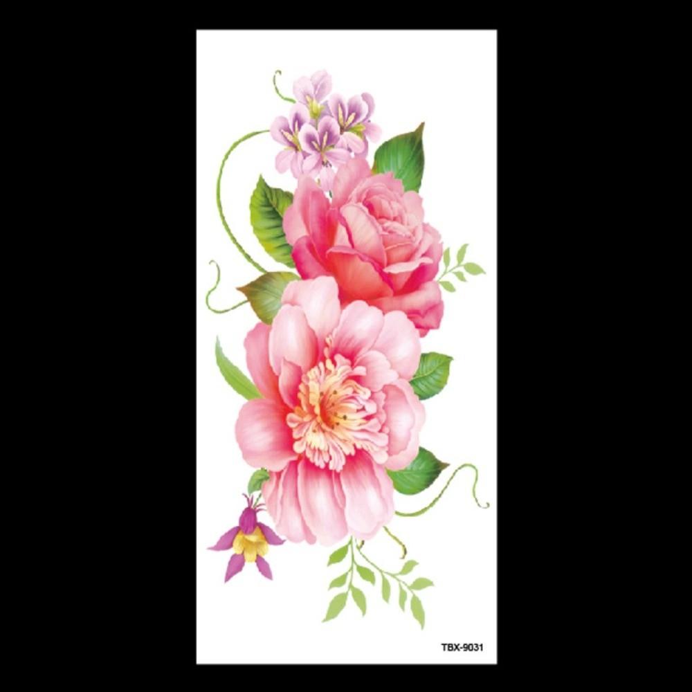 Lotus Green Leaf Flower Temporary Tattoo Stickers Floral Fake Tattoos Leg/ Arm/ Hand/Foot