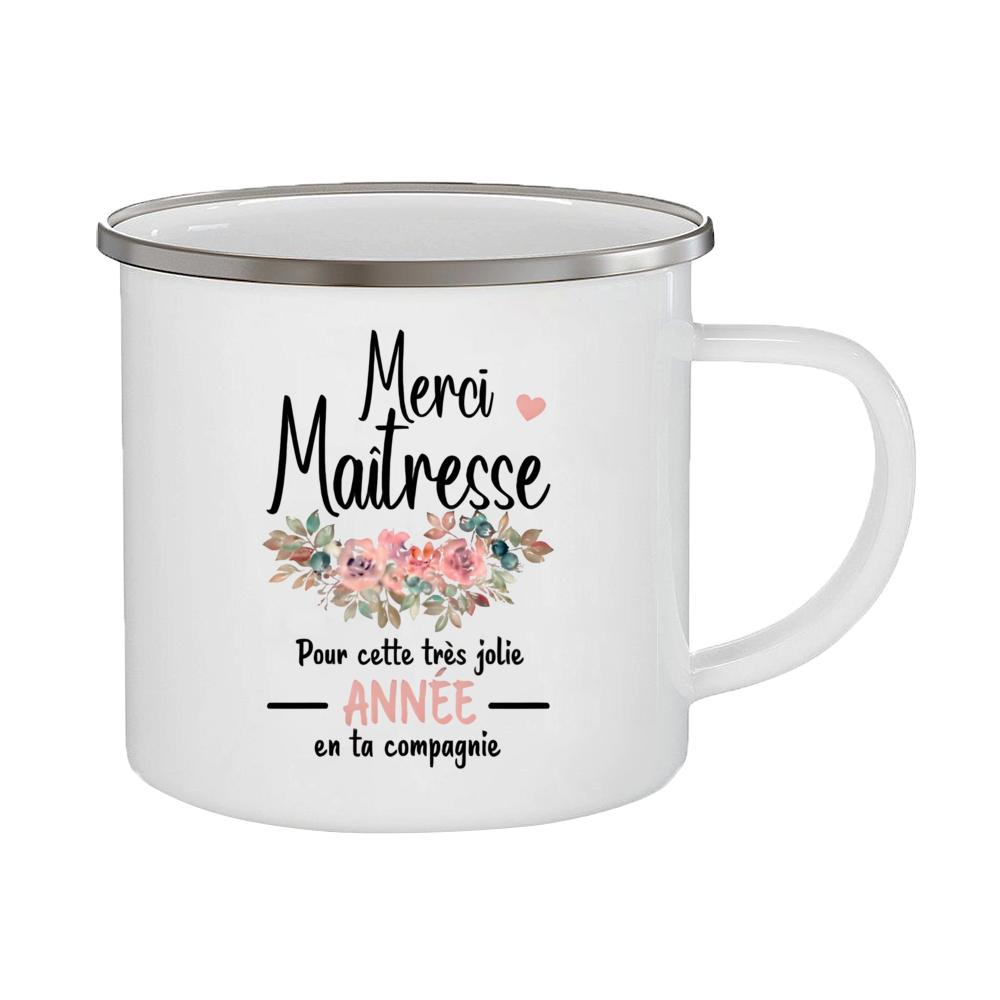 Merci Maîtresse Printed Mugs Coffee Cups Drinks Water Milk Cup Enamel Mug Gifts Idea for Teacher End of School Year Gift