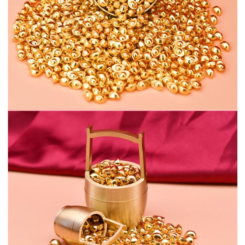 1 pcs Simulated mini solid gold ingot, wealth attraction, home opening decorations, gold decoration, gold gilding Guochao decoration