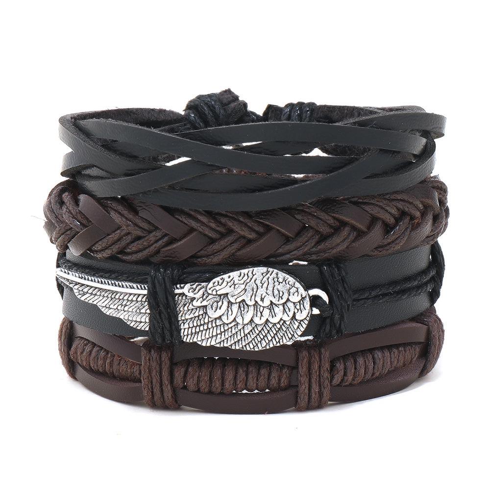 Unisex Handmade Woven Leather Bracelet - European and American Style Jewelry