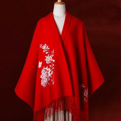 Wool Embroidery Shawls Female Designer Women Winter Scarf Pashmina Flower Bufandas Foulard Warm Hijab Wraps Travel Stoles