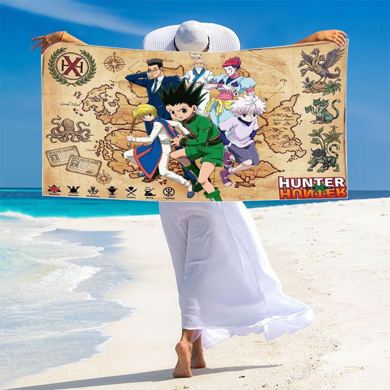 Anime HUNTER×HUNTER Print Beach Towel, Large Soft Quick Dry Towel for Beach Camping Swimming