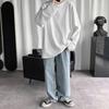 Men T-shirt Long Sleeve O Neck Solid Color Loose Pullover Warm Soft Plus Size Men Spring Top for School