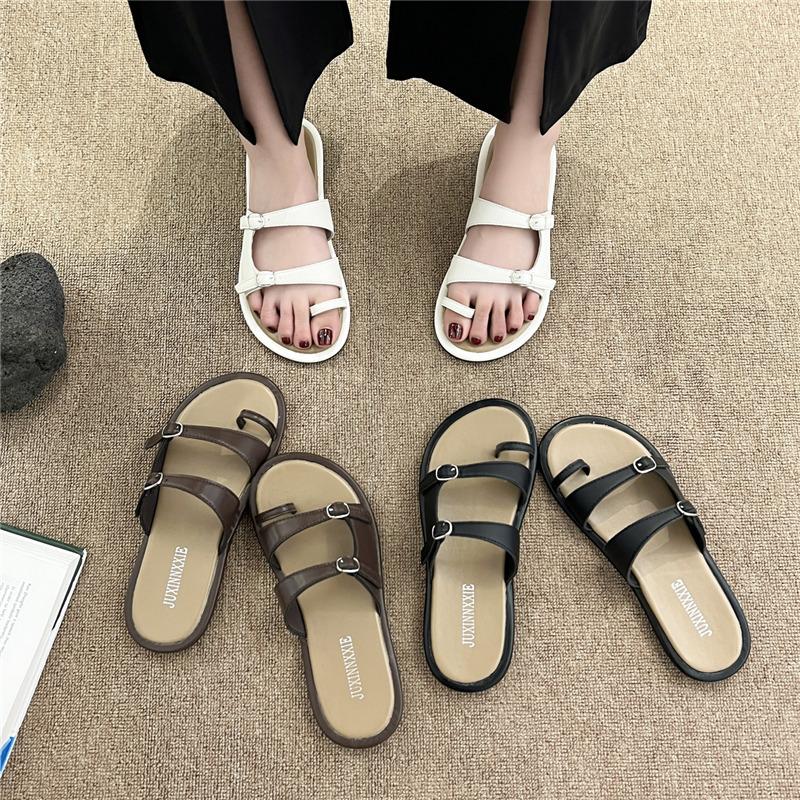 Cool Slippers Women's Summer Wear New Sets of Toes Pinched Feet Seaside Roman Beach Sandals Niche Gentle Evening Breeze