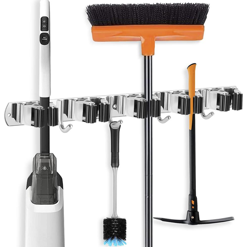 Wall Mount Mop Organizer Holder Broom Hook Stainless Steel Storage Hook Kitchen Bathroom Organization Accessories