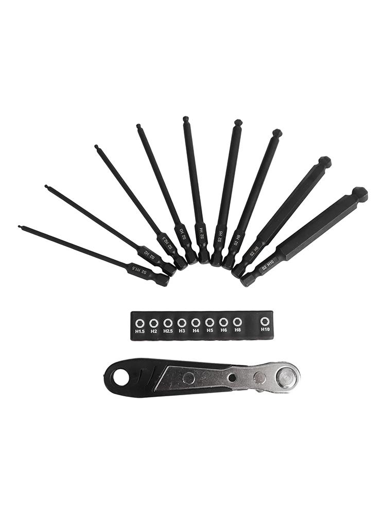 Ball End Hex Screwdriver Bits Set 100mm 1/4 Inch Shank Magnetic With Ratchet Wrench For Hard To Reach Spaces Hand Tools