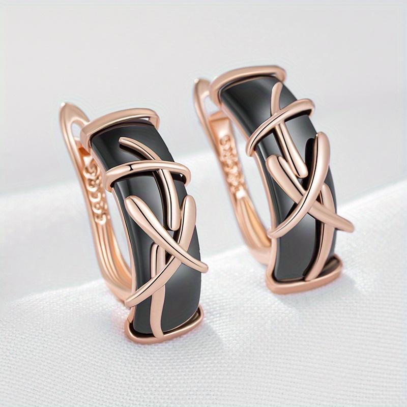 Luxury Stripe Design Set with Two Tone Earrings Novelty Champagne Earrings for Women Christmas Valentine's Day Holiday Gift