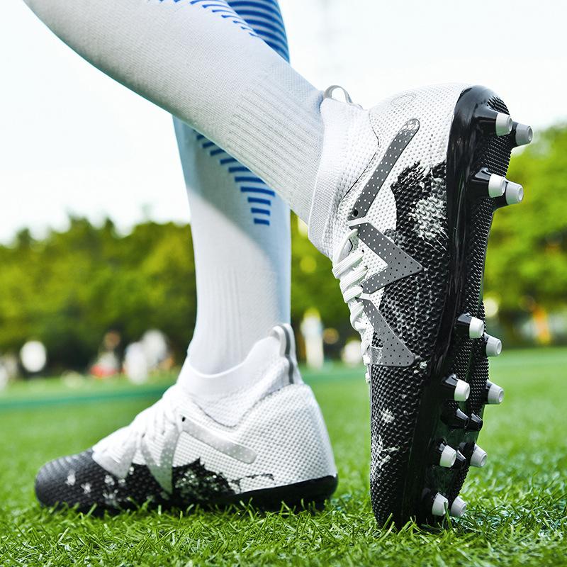 Children's Football Shoes Men's TF Velcro Teen Elementary School Girls Shredded Nails Football Shoes Lace-Up Sports Training Shoes