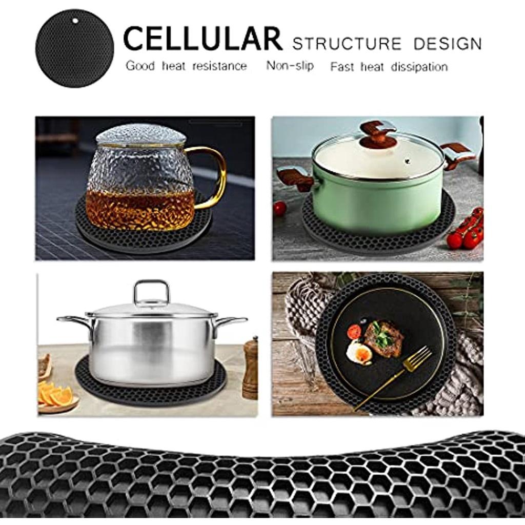 Farfurie din silicon Covoraș de uscare multifuncțional Rezistent la căldură până la 464°F, suport pentru oală, rezistent la apă, (set de 2) Anti-alunecare, flexibil, durabil