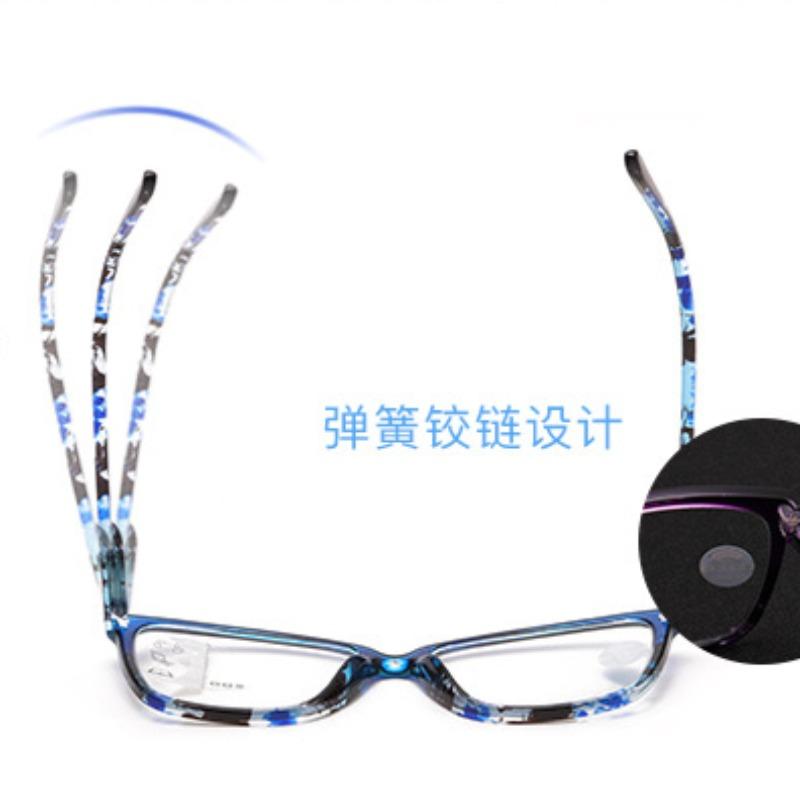Progressive Multifokale Lesebrille Federbügel Anti Blaulicht Bunte Florale Brillenfassung