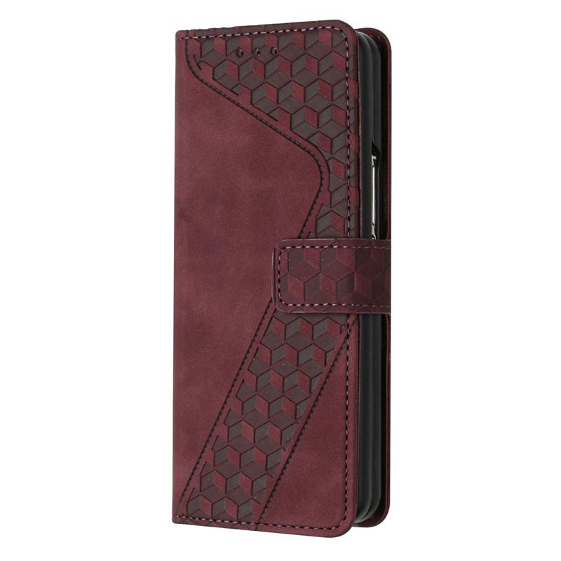 

Для Samsung Galaxy Z Fold3 5G чехол 3D Геометрический кошелек чехол Samsung Galaxi ZFold 3 ZFold3 SM-F926B F926W F926U F926N чехол для телефона PU Leather кларет