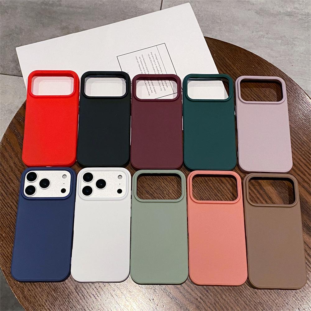 Office Frosted Plain Phone Case for Apple IPhone 17 Air 16 Plus 15 14 13 12 Pro Max Silicone Soft Protective Back Cover