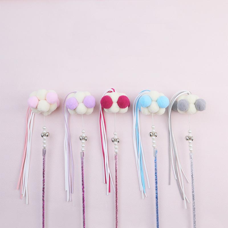 New tassel fairy hair ball teasing cat stick cat interactive cat relieving boredom, grabbing, bell biting cat toy