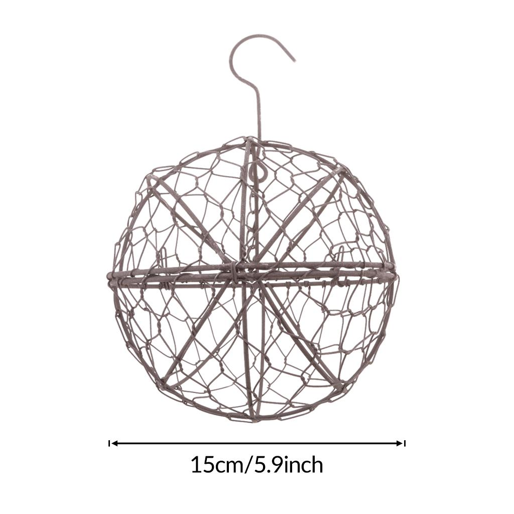 MagiDeal Rustic Romantic Iron Frame Ball Shape Succulent Pot Hanging Pot Hanging / Freestanding Metal Planter Flower Pots