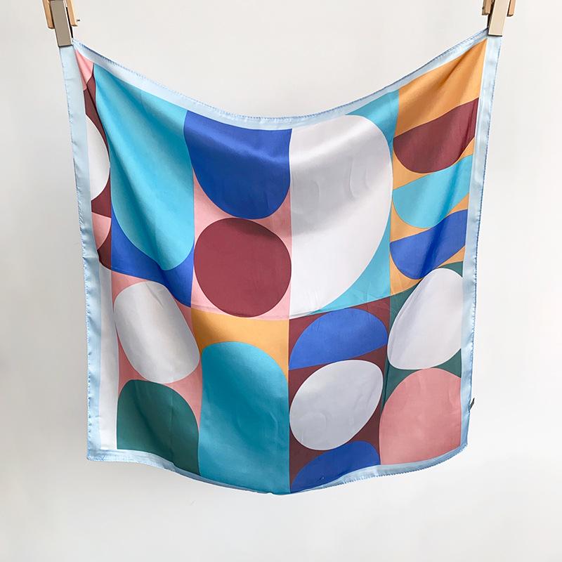 2026 spring and summer new printing neck square scarf fashion accessories silk scarf women s versatile scarf geometric pattern scarf 65*65