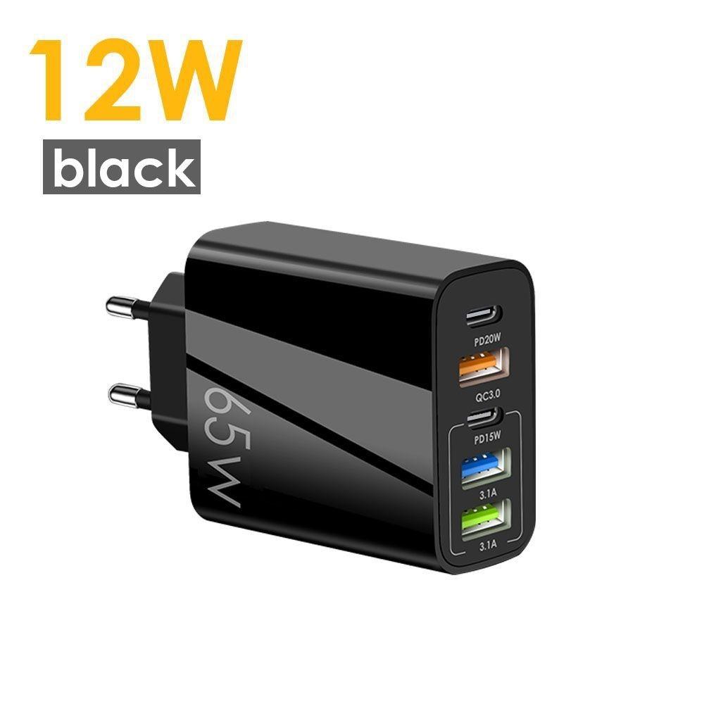 Pd 65w/12w Fast Charging Mobile Phone Charger 5v4apd+3usb Type-C Multi-Port Adapter Mobile Phone Charger Head
