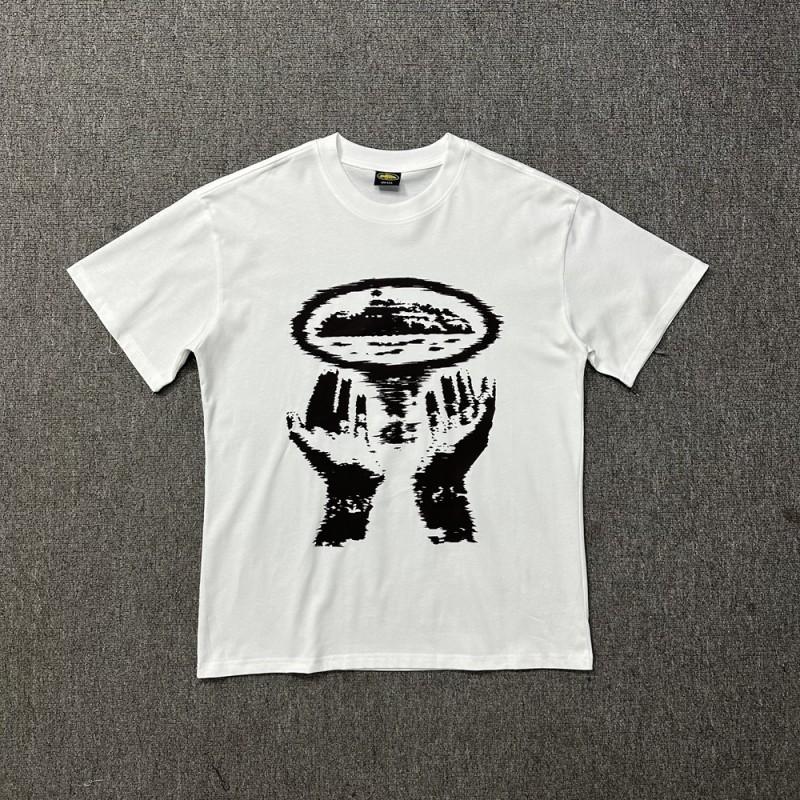 Unisex Streetwear Oversized Cotton Tee With Geometric Print Loose Fit Short Sleeve T-Shirt Men Women
