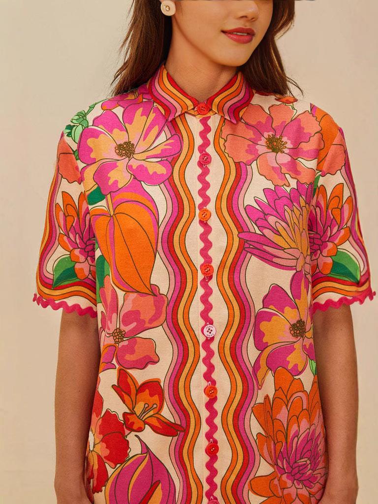 2025 Cross-Border Casual Fashion Linen Shirt & Shorts Set