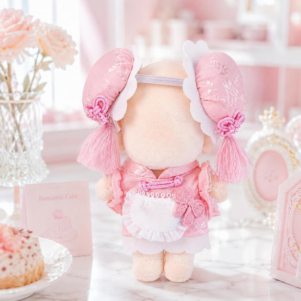 Plush Toy Clothes Chinese Style Bun Hairstyle Frill Dress Set for 10cm Plush Toys Pink Perfect for Fan Activities G.triger - & - - - TGMC-1321 [Item]