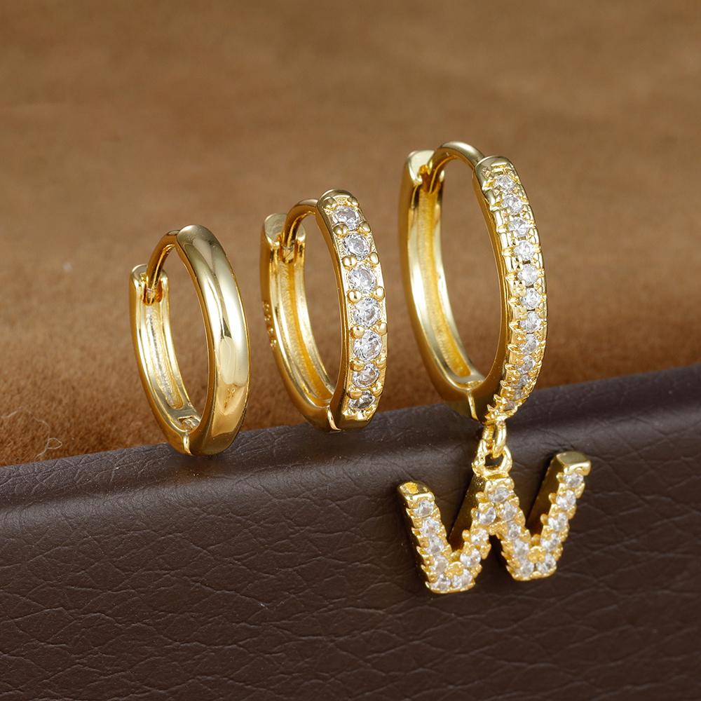 3PCS Trendy Stainless Steel Initial A-Z Letter Hoop Earrings Set For Women Fashion Huggies Cartilage Helix Piercing Jewelry