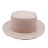 Wide Brim Felt Hat Retro Flat-top Cap New Women Flatcap  Church