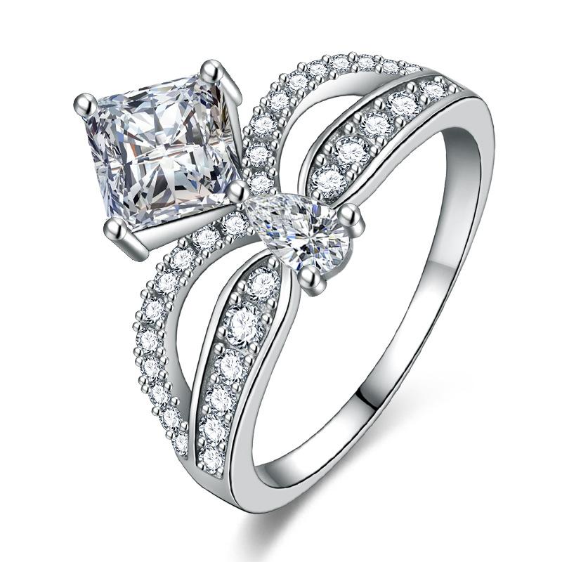 Lindon Klassisk Kobberlegering Zirkon Ring Dame Smykker Bryllupsløfte Festgave