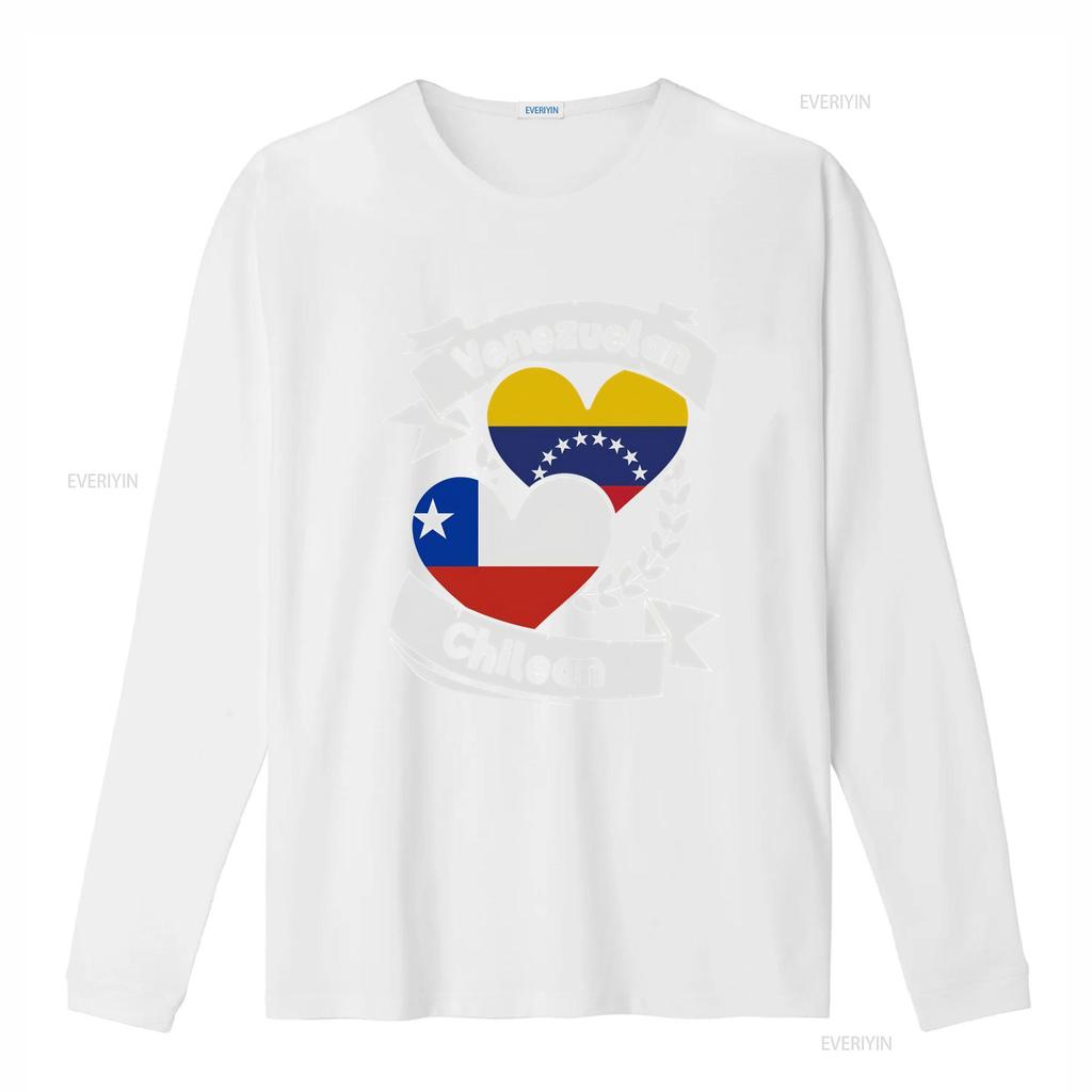 Venezuelan Chilean Heart Flags Venezuela Chile T Shirt vintage Washed homme Top For Everyday Wear Unisex fashion Stylish Casual