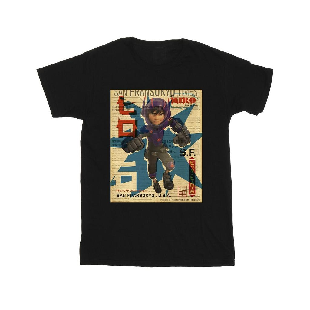 Disney Mens Big Hero 6 Baymax Hiro Newspaper T-Shirt