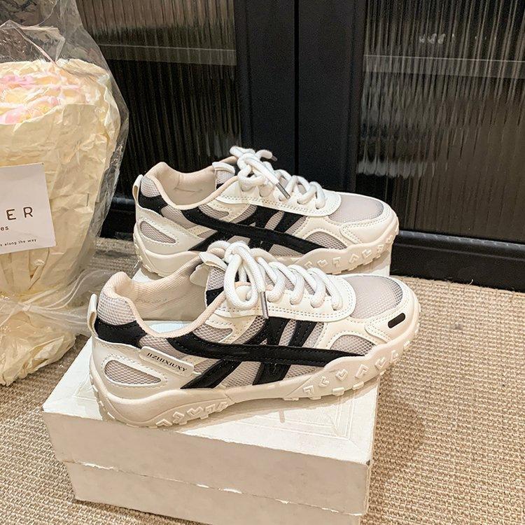 Mesh breathable casual shoes women's summer 2025 versatile platform white shoes student running sports moral training shoes